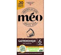 Cafés Méo - Capsule Café Gastronomique Home Compost Pur Arabica - 100 Capsules - Compatible avec Nespresso - Intensité 6/10 - Arômes Authentiques, Doux et Parfumé - Lot de 5x20