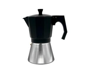 Cafetera de aluminio, 9 tazas, color aluminio/negro, apta para induccion - Modelo: MOKKA INDUCTION 9N
