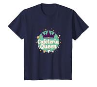 Cafeteria Queen: Humour du Service Alimentaire Royal pour Le déjeuner des Dames T-Shirt, Enfant, Bleu Marine, 12 Ans