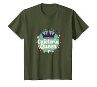 Cafeteria Queen: Humour du Service Alimentaire Royal pour Le déjeuner des Dames T-Shirt, Enfant, Olive, 4 Ans