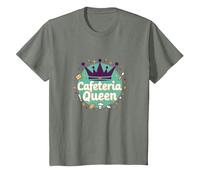 Cafeteria Queen: Humour du Service Alimentaire Royal pour Le déjeuner des Dames T-Shirt, Enfant, Vert Kaki chiné, 2 Ans