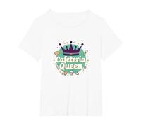Cafeteria Queen: Humour du Service Alimentaire Royal pour Le déjeuner des Dames T-Shirt, Femme Grandes Tailles, Blanc, 5X