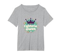 Cafeteria Queen: Humour du Service Alimentaire Royal pour Le déjeuner des Dames T-Shirt, Femme Grandes Tailles, Gris Chiné, 3X
