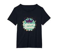 Cafeteria Queen: Humour du Service Alimentaire Royal pour Le déjeuner des Dames T-Shirt, Femme Grandes Tailles, Noir, 3X