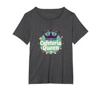 Cafeteria Queen: Humour du Service Alimentaire Royal pour Le déjeuner des Dames T-Shirt, Femme Grandes Tailles, Chiné Foncé, 2X