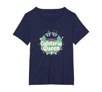 Cafeteria Queen: Humour du Service Alimentaire Royal pour Le déjeuner des Dames T-Shirt, Femme Grandes Tailles, Bleu Marine, 2X
