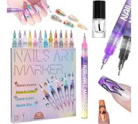 Cafeteriap 12 Colors Nail Art Pens Set, 2025 New 12 Colors DIY Nail Art Markers for Gel Nails, Quick Dry Dotting Point Liner Pens,3D Nail Polish Pens, Acrylic Paint Pens Kit for DIY Nail (2pcs)