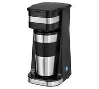 Clatronic KA 3733 Cafetière à café avec tasse en acier inoxydable de 0,4 l 2 Go Idéal pour la voiture, le bureau et les déplacements Machine à café à filtre simple Noir