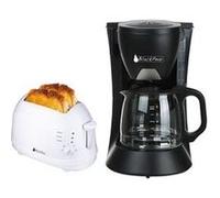 Cafetière 6 tasses 650W noire + Grille pain 2 fentes blanc 700W fonction décongélation Blanc G