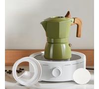 Cafetière à double valve pour expresso avec corps en alliage d'aluminium et joint en silicone, compatible avec plusieurs sources de chaleur, y compris les cuisinières à induction (vert - bouton)