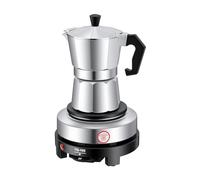 Cafetière à expresso électrique, 3 tasses, petite machine à expresso avec plaque chauffante, cafetière à moka traditionnelle en alliage d'aluminium, 5 niveaux de température, pour la maison, le