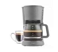 Cafetière à filtre Progress Mellow - Machine à café automatique, préparation instantanée, maintien au chaud 30 minutes, arrêt automatique, fonction anti-goutte, carafe en verre 1,5 litre, 750W, gris