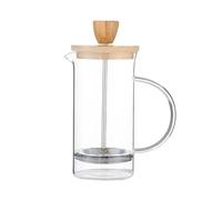 Cafetière À Filtre Transparente En Acier Inoxydable, Percolateur Café, Bouilloire Verre Borosilicate Résistant La Chaleur pour café glacé, limonade, thé glacé(Wooden-Lid-600ml)