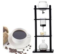 Cafetière à infusion froide, tour de café à goutte lente de grande capacité avec goutteur réglable, récipient en verre et support en bois, permet de 5 à 8 tasses avec contrôle de précision
