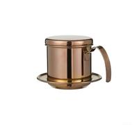 Cafetière à moka en acier inoxydable 304 - Or rose - Avec plaque de pression rotative pour verser et égoutter le café - 10,5 x 8,2 cm