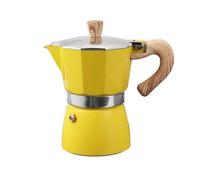 Cafetière à moka en aluminium de style italien, machine portable pour cappuccino, latte, facile à utiliser (jaune, 150 ml)