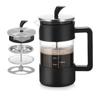 Cafetière À Piston, 1000ML Cafetière En Verre Press, Système Goutte À Goutte Lent Piston Manuel, Acier Inoxydable Et Filtrants Faciles À Nettoyer, Pour Café Ou Thé