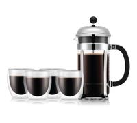 Cafetiere a piston - BODUM - CHAMBORD SET - 8 tasses 1.0 l + 4 verres PAVINA double paroi 25 cl