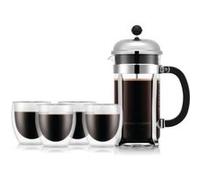 Cafetiere a piston BODUM CHAMBORD SET 8 tasses 1.0 l 4 verres PAVINA double paroi 25 G