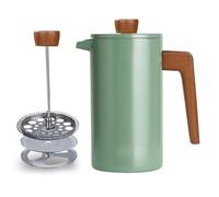 Cafetière à piston - Isolation à double paroi en acier inoxydable avec poignée en bois - Cafetière infusée de 963,9 g pour café et thé