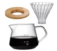 Cafetière à Verser, Cafetière en Verre, Carafe à Café en Verre, Cafetière Goutte-à-goutte Manuelle, Ensemble de Cafetière Goutte à Goutte pour la Maison ou le Bureau(S-300ml)