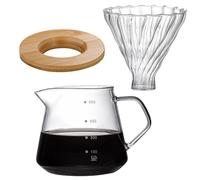 Cafetière à Verser, Carafe à Café en Verre, Carafe en Verre avec Goutteur/filtre à Café en Verre, Ensemble de Cafetière Goutte à Goutte pour la Maison ou le Bureau(L-600ml)