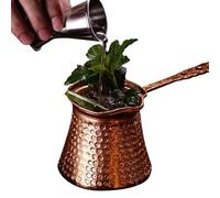 Cafetière arabe - 12 x 9 x 8 cm - Pot compact en plaqué cuivre, style vintage à motif marteau avec chauffage uniforme | Accessoire d' polyvalent et fiable pour la cuisine, la maison et