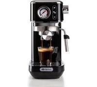 Ariete Espresso Slim Metal 1381, Machine à Café avec Manomètre, Compatible avec Café en Poudre et Dosettes ESE, 15 Bar Max, Filtre 1 ou 2 Tasses, Buse Cappuccino, 1300W, Noir