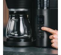 Melitta Cafetière à Filtre AromaFresh Glass Pro X Noire, avec Moulin à grains Intégré & Verseuse Isotherme, Double Fonction Minuteur, capacité 10 tasses, modèle 1030-02