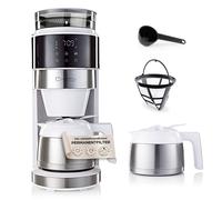Barista Machine à café blanche avec écran tactile digital 800W + broyeur intégré et carafe isotherme | Cafetière filtre avec moulin à café et verseuse thermique