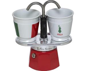 Cafetière Bialetti Mini Italia 90 ml Rouge avec 2 Tasses