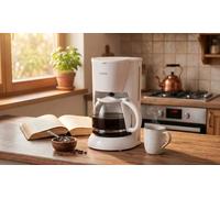 Bomann Cafetière KA183CB – 900 W, 1,5 L, anti-goutte, interrupteur marche/arrêt, voyant – Blanc