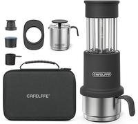 Cafetière de voyage portable 2 en 1 compatible avec les capsules NES et le café moulu Presse à café manuelle avec tasse en acier inoxydable de 120 ml Réservoir d'eau de 80 ml Pichet à mousse de lait d
