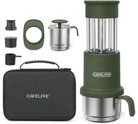Cafetière de voyage portable 2 en 1 compatible avec les capsules NES et le café moulu Presse à café manuelle avec tasse en acier inoxydable de 120 ml Réservoir d'eau de 80 ml Pichet à mousse de lait d