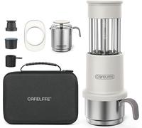 Cafetière de voyage portable 2 en 1 compatible avec les capsules NES et le café moulu Presse à café manuelle avec tasse en acier inoxydable de 120 ml Réservoir d'eau de 80 ml Pichet à mousse de lait d