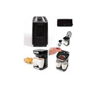 Cafetière Électrique 2 Tasses Duo 2 X 0.25l Filtre Permanent Lavable 450w Noir + Grille-Pain Noir 900w Large Fente Baguette