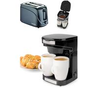 Cafetière électrique 2 tasses - TECHWOOD - Duo 0.25L - Filtre permanent - 450W - Noir