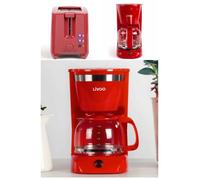 Cafetière Electrique 800W 12-tasses-Classique ROUGE Livoo - Grille-pain Rouge 2 Fentes 750W 7 niveaux de cuisson