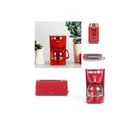 Cafetière Electrique 800w 12-Tasses-Classique Rouge + Grille-Pain Baguettes 900w Rouge Large Fente 7 Positions