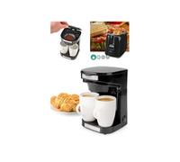 Cafetière électrique 2 Tasses Duo 2 x 0.25l Filtre permanent lavable 450W noir + Grille-pain Noir 750W