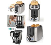 Cafetière électrique - Inox - 1.5L - 1000W - Programmable - Grille-pain 2 fentes - Pas cher
