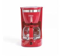 Cafetière électrique dod163r - finition rouge, capacité de 1. 25l / 12 tasses, verseuse en verre avec système anti-gouttes