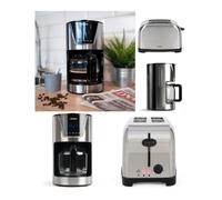 Cafetière Électrique Programmable Machine À Café 1l5 Inox Grise 900w + Grille-Pain 850w Inox 2 Fentes Larges Gris