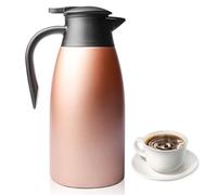 Cafetière en acier inoxydable : pichet isotherme 2L, cafetière rose thermos à double paroi sous vide ménage théière bouteille d'eau chaude en acier inoxydable pour la famille et le bureau, carafes