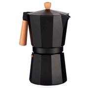 Cafetière en aluminium 12 tasses noire avec poignée en bois