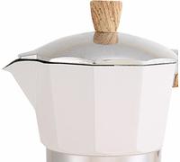 Cafetière en aluminium avec poignée en bois Moka Coffee Pot Outdoor Portable Coffee Maker Tool Beige 150ML