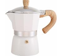 Cafetière en aluminium avec poignée en bois Moka Coffee Pot Outdoor Portable Coffee Maker Tool Beige 300ML