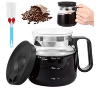 Cafetière en verre de 473 ml, carafe en verre portable, gobelet concentré, théière en verre avec couvercle anti-fuite et brosse à casserole, pour thé chaud, chocolat, lait (transparent)