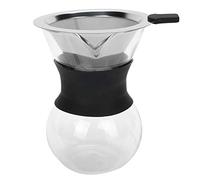 Cafetière en verre réutilisable avec filtre en acier inoxydable, ensemble de cafetière à verser, cafetière manuelle avec anneau en silicone, carafe en verre borosilicate pour une (200 ml)