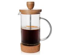 Cafetière à piston en verre - ORION - 400 ml - Verre borosilicate - Couvercle en bambou - Piston en acier inoxydable
